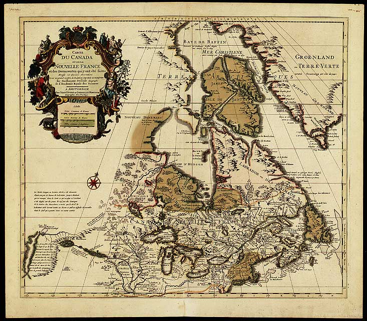 New France by Guillaume De l�Isle, 1741

A fine summary of French explorations, the map first appeared in 1703 and was updated until 1790. It is the first map to show lines of latitude and longitude fairly accurately.
